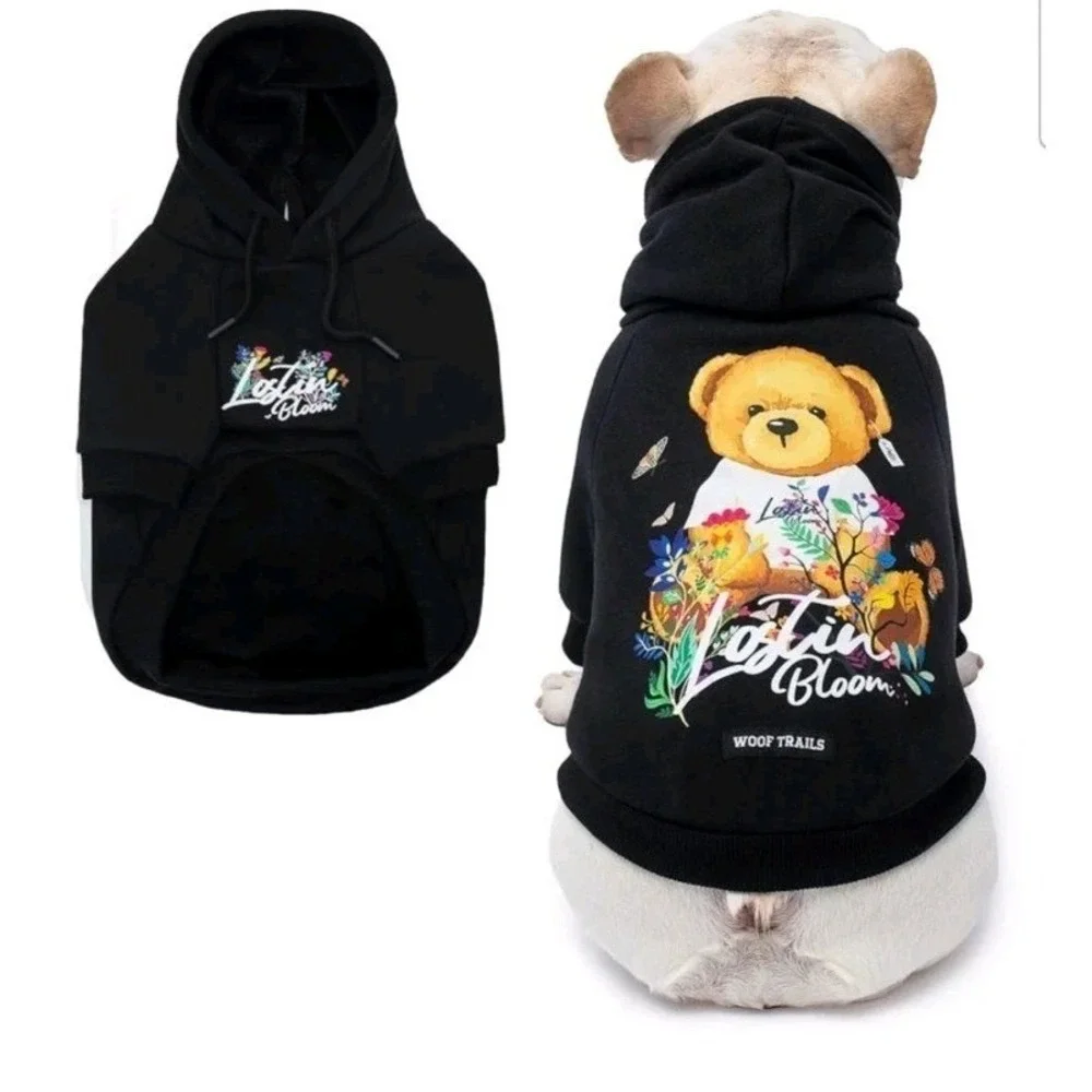 Blooming Teddy Dog Hoodie, Extra Warm Fleece Lining Stretchy Fit (Small) New